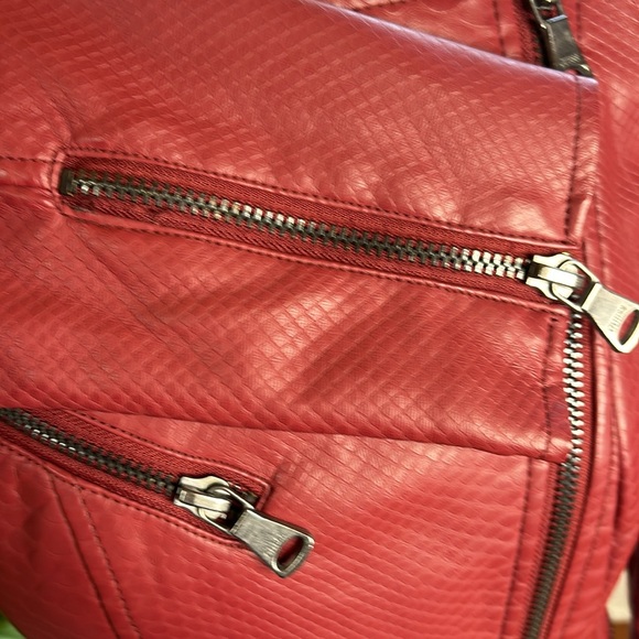 GUESS Red Snake Skin Vegan Leather Jacket - Picture 5 of 7